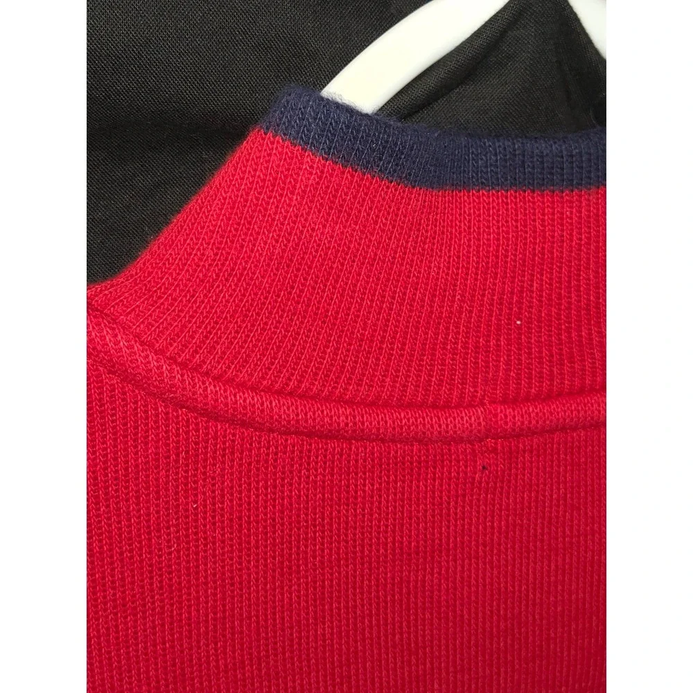 Polo Ralph Lauren Red Waffle Knit Quarter‎ Zip Pullover Sweater Size L 14 16